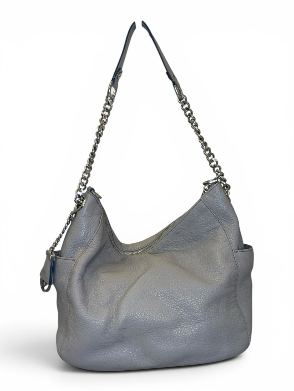 Michael Kors Pebbled Leather Shoulder Bag in Gray with Chain Strap